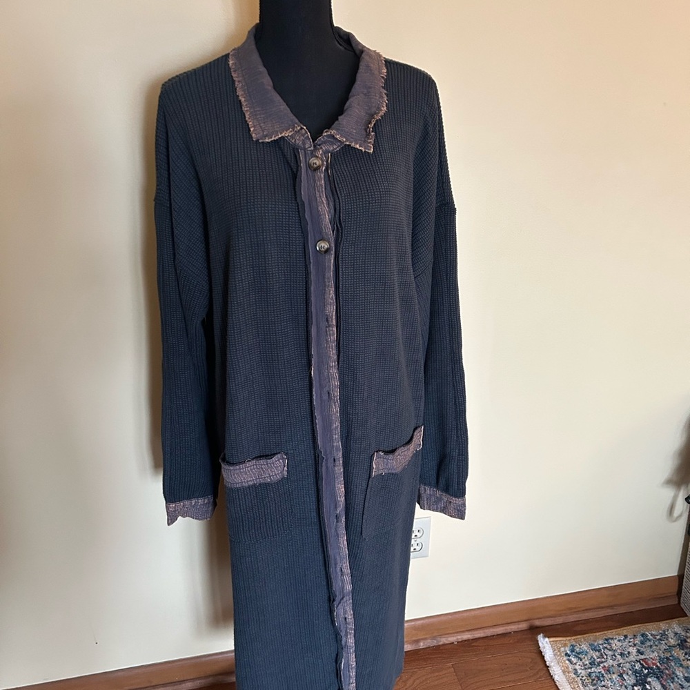 Women's Black and Purple Long Cardigan